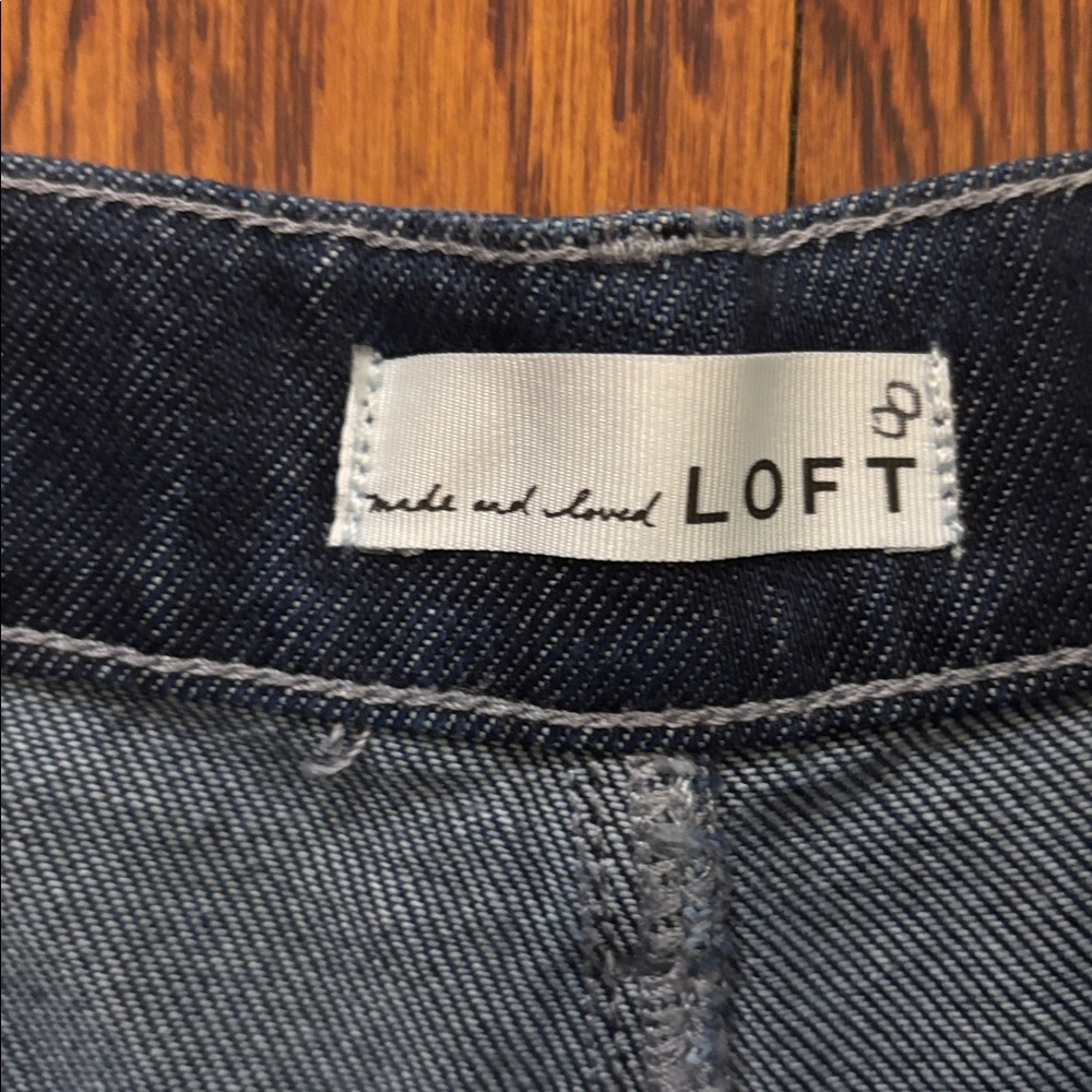 LOFT Dark Blue Cargo Wide Leg Denim Jeans Size: 27/4 - Picture 6 of 7